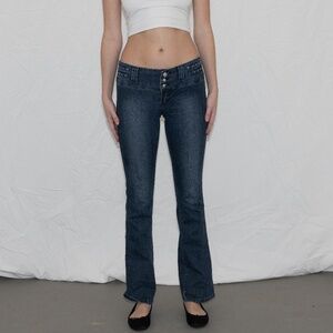 Y2k low rise flare jeans with rhinestones size 5 C'est toi jeans